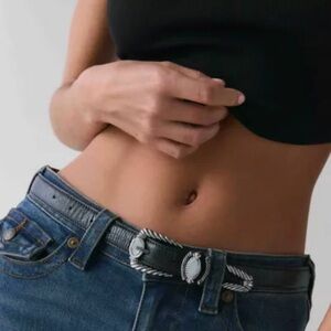 Urban Outfitters Black and Silver Belt